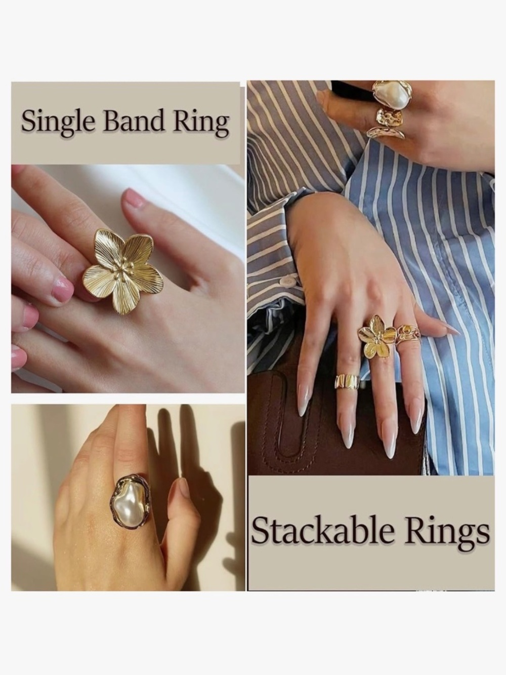 Women's Rings Set Gold - Picture 4 of 6